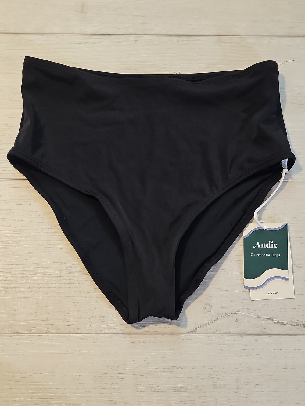 Andie Women's XS High-Waist Solid Black Bikini Bottoms